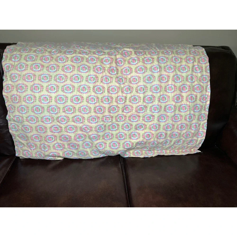 VTG 70s Handmade Patchwork Tie Quilt Floral Plaid Multi Color Cottagecore Throw